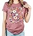 Women Boho Wildflowers Cottagecore Shirt Vintage Butterfly Floral Botanical Graphic Tees Garden Lover Tops (Dark Pink, S)