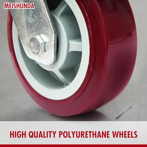 MEISHUNDA Adjustable Leveling Scaffolding Wheels Set,6"-Scaffolding Casters,1-3/8" OD Scaffold Screw,Scaffolding Screw Jacks,Scaffold Leveling Jack,Locking Stem Casters with Brake（4 PCS） - Thumbnail 7