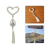 Terço Dezena Retrovisor Carro Nossa Senhora Aparecida Acessórios Bolsa Mochila Oratório (1, 1 NS Aparecida - Amora Pérola - Strass Azul)