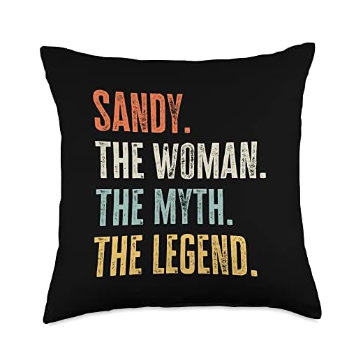 Woman Myth Legend Sandy Quote, Woman Myth Legend, Funny Best Name Sandy Throw Pillow, 18x18, Multicolor