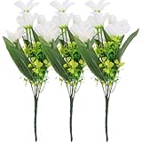 NUOBESTY 3 Künstliche Liliensträuße Naturgetreu 7 Köpfe Lilienstrauß In Elfenbein Wiederverwendbar für Selbstgemacht Hochzeitsdeko Tisch und Raumgestaltung