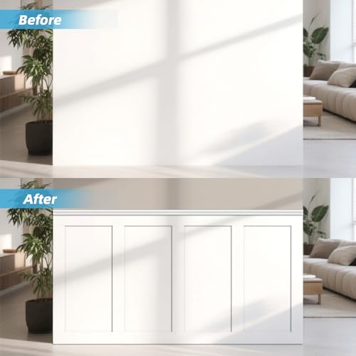 Art3d Fertig-Paneel Board & Batten Kit Wandverkleidung (210 x 113 cm) MDF Akzentwand für Küche, Schlafzimmer & Wohnzimmer streichbar – Inkl. Kantenleiste & Montageleisten