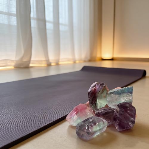 Image of 2 LBS Rough Rocks for Tumbling, Unpolished 1.2-2.5 Inch Rock Tumbler Stones, Raw Rainbow Fluorite Healing Stones for Wire Wrapping, Wicca Reiki, Meditation, Collection, Decoration