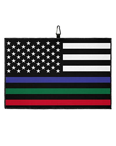 Golf Towel Independence Day Usa National Flag Waffle Pattern Towels With Carabiner Clip,Microfiber Golf Accessories Star Red Blue Green Stripe Club Cleaner Towel For Golf Bags #TOP23