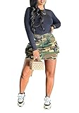 Voghtic Women's Camo Cargo Mini Skirt Y2k Camouflage Army Fatigue Short Denim Skirt with Pockets