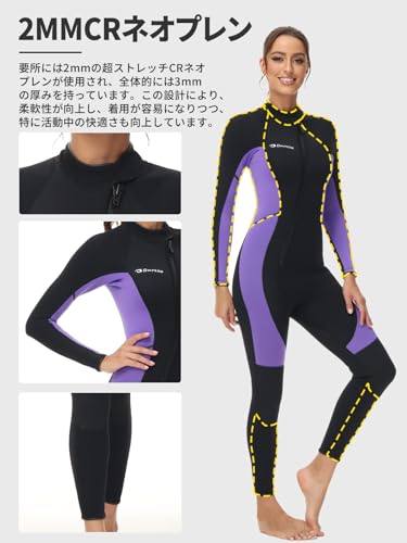 Owntop レディース 3/2mmネオプレンフルスーツ パープル XL