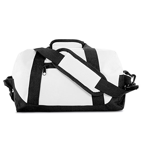 Dalix 14" Small Duffle Bag Two Toned Gym Travel Bag (White) #TOP1