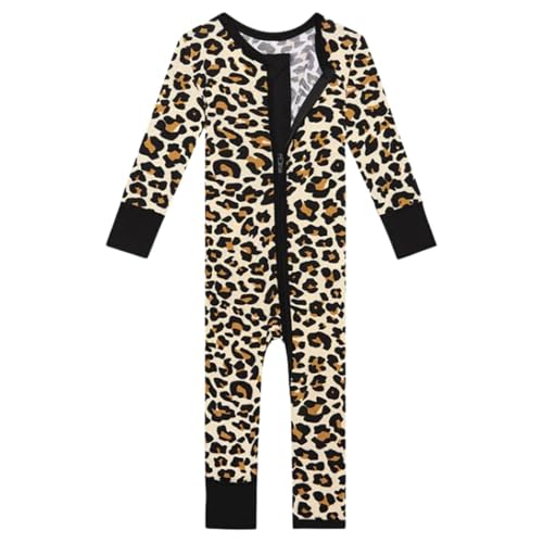 Image of Posh Peanut Convertible Baby Sleepers - Footless Baby Pajamas with 2 Way Zipper for Easy Diaper Changes (0-3 Months) Lana Leopard