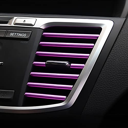 Car Air Conditioner Decoration Strip for Vent Outlet, 20 Pieces Universal Waterproof Bendable Polyvinyl Chloride Trim Decoration, Suitable for Most Car - Interior Accessories (Purple)