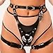 Fashion Black Harness Waist Belt – Adjustable Leather Thong with Thigh Rings for Gothic Costume or Nightwear