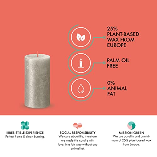 Bolsius 4 Pack Silver Shimmer Metallic Pillar Candles - 2.75 X 5 Inches - Premium European Quality - Natural Eco-Friendly Plant-Based Wax - Unscented Dripless Smokeless 60 Hour Party & Wedding Candles #TOP3