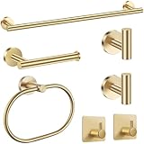 Brushed Gold Bathroom Accessories Set, 7 Pieces Gold Towel Bar Bathroom Hardware Set, 31.5 Inch Towel Racks for Bathroom, SUS304 Stainless Steel Bathroom Towel Holder Toilet Paper Holder Wall Mounted