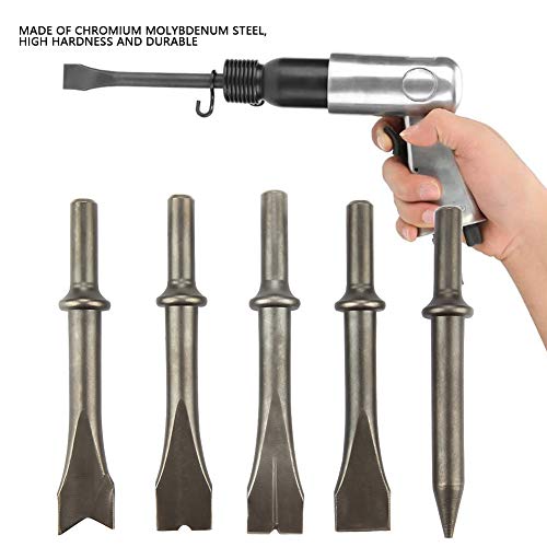 Air Hammer Chisel Set Premium Molybdenum Steel 5pcs Pneumatic Bit Set for 150/190/250 Air Hammer Masonry Concrete Demolition