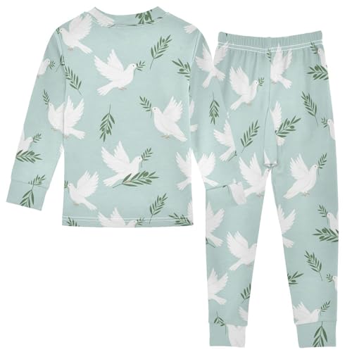 Pajama Sets Long Sleeve Dove with Olive Branches Soft Comfy Sleepwear 2 Piece PJS 3-8T3
