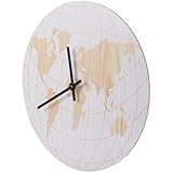 TOYANDONA Runde Wanduhr mit Lautlosem Design und Präziser Zeitmessung für Wohnzimmer und Büro Dekorative Weltkarte im Retro Stil ohne Batterie