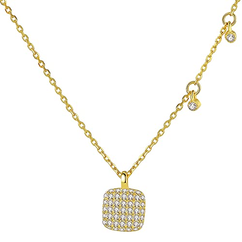 Collier pendentif carré pour femme en argent 925 anti-ternissement