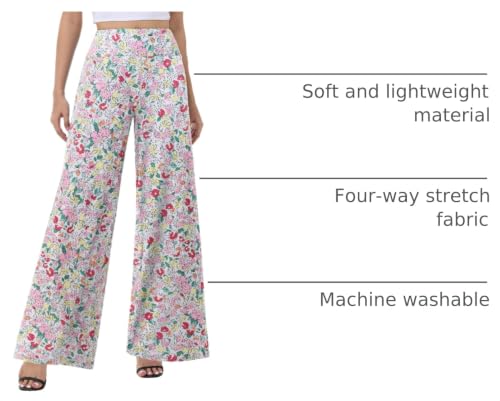 Image of ZOOSIXX Wide Leg Palazzo Pants for Women - High Waist Casual Beach Lounge Pants Loose Flowy Pants Stretchy Trousers