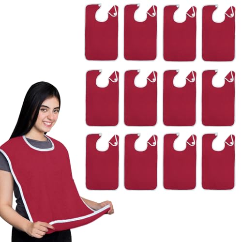 Image of Avalon Towels Adult Bibs Aprons - Clothing Protector Bibs for Adult - Terry Cloth Adult Bib Super Absorbent and Washable bib