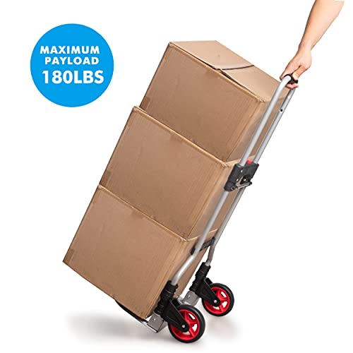LEADALLWAY Dolly Cart Folding Hand Truck and Dolly,Steel Portable Cart with Telescoping Handle and Nylon+Rubber Wheels 180 lbs Capacity by LEADALLWAY - Image 7