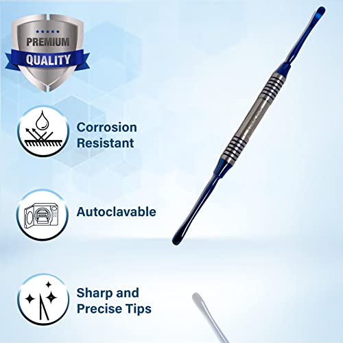 Periosteal Dental Elevator Freer Oral Implant Double Ended Instrument Sharp/Blunt Ends, O.r Grade Stainless Steel Hollow Handle Blue Titanium Coated Surgical Dental Ophthalmic Instruments #TOP3