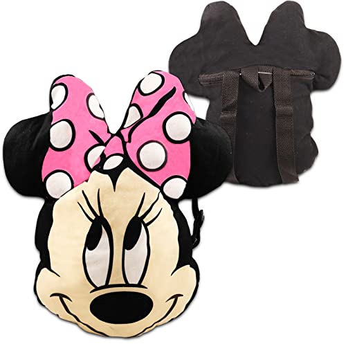 Disney Minnie Mouse Backpack for Kids - Plush Minnie Backpack with Adjustable Shoulder Straps Plus Minnie Stickers and More for Girls (Minnie School Supplies)2