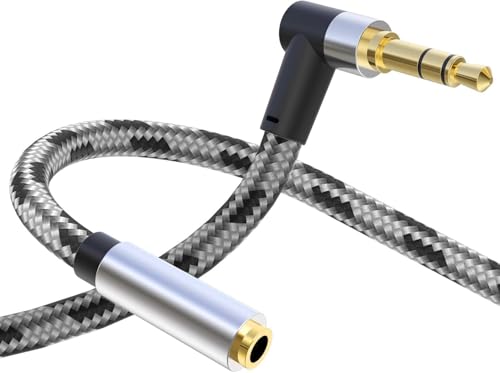 Extensión de 3.5 mm con ángulo recto SNANSHI y cable de nailon trenzado de 8 m