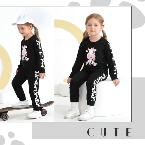 YOUNGER TREE Baby Girl Fall Clothes Toddler Sweatsuit Butterfly Print Long Sleeve Sweatshirt Top and Sweatpants Set2