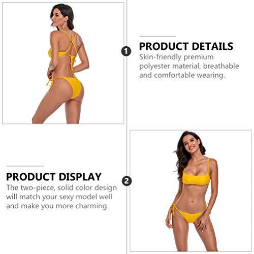 SOIMISS Mulheres Cinta Biquíni Top Maiô Fio Dental Maiô Fissão Swimwear (Amarelo- M)