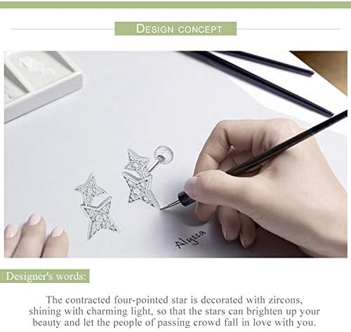 Sparkling Star 100% 925 Sterling Silver Sparkling Star Meteor Luminous Crystal Stud Earrings For Women Fashion Silver jewellery - Image 4