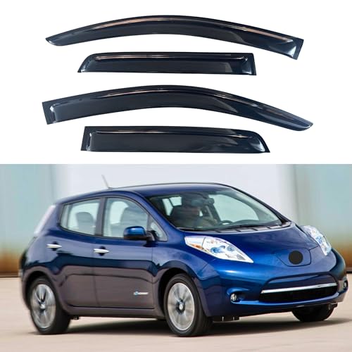 Image of IG Window Visor Compatible with Nissan Leaf 2010-2017, Tape-On Rain Guard Side Vent Deflector, 2010 2011 2012 2013 2014 2015 2016 2017