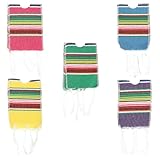 TOPPERFUN Lot de 5 Ponchos à Bière Mexicains Mini Serapes à Rayures Arc-en-Ciel, Housses Décoratives Multicolores, pour Décoration de Fête Cinco de Mayo