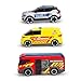 Dickie Toys - SOS-Team Spielzeugautos (je 15 cm) - 3er-Set Autos mit Freilauf für Kinder ab 3 Jahre, Volvo EX40 Polizeiauto, VW ID. Buzz Krankenwagen & Rosenbauer Penta Feuerwehrauto