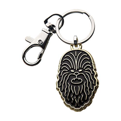 Porte-clés Chewbacca Star Wars Episode 9 en acier inoxydable noir et argenté