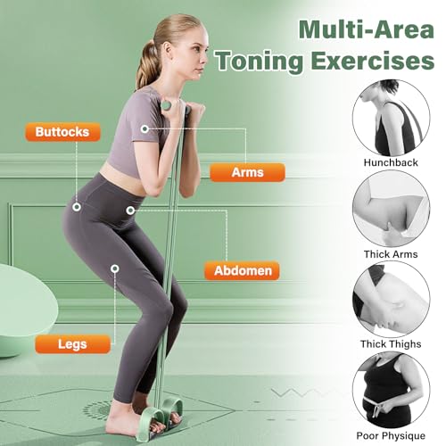 Northfish Pedal Resistance Bands with Handle, 6-Tubes Elastic Exercise Bands, Natural Rubber Resistance Bands, Multifunction Exercise Equipment for Abdomen, Waist, Arm, Leg, Pink — view 2