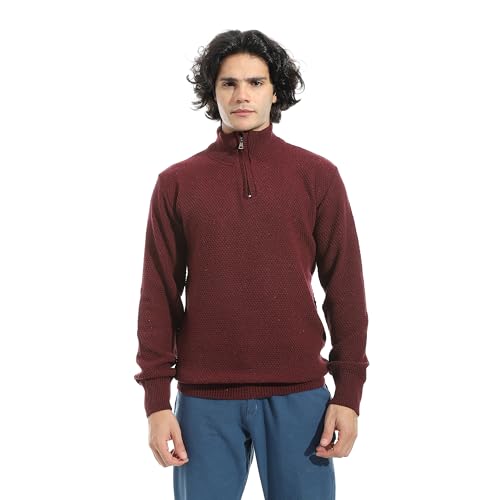 اندورا بلوفر سادة بسوستة للاغلاق بنمط ذاتي بلون احمر غامق_مقاس M