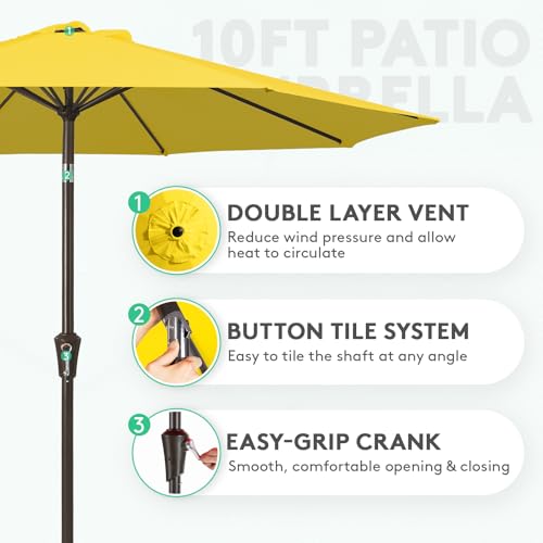 Image of JEAREY 10FT Outdoor Patio Umbrella, Market Umbrella, Yellow
