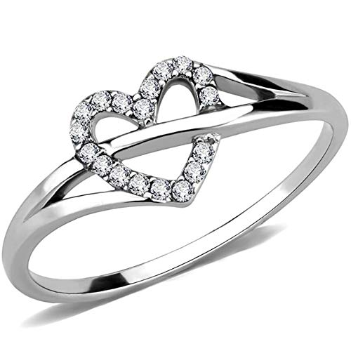 Jude Jewelers Stainless Steel Heart Shaped Wedding Engagement Anniversary Propose Ring