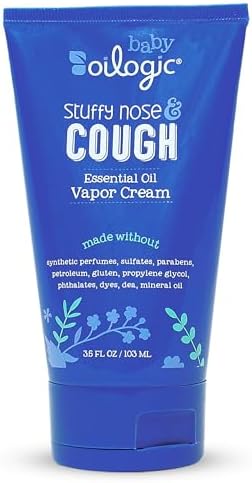 Oilogic Stuffy Nose & Cough Vapor Cream Essential Oil for Babies & Toddlers - Gentle Baby Essentials Soothe Cough and Stuffy Noses - Pediatrician-Tested & Safe for Babies, 3.5 Fl Oz