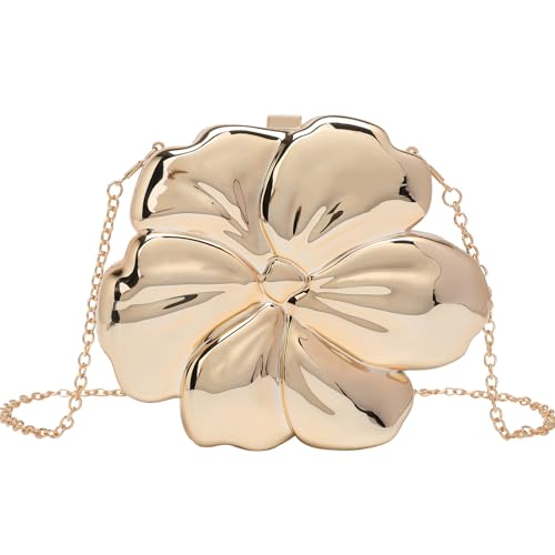 Image of Women Acrylic Clutch Purse Novelty Metallic Evening Bag for Party | Acrylic Construction with Metallic Shine and Sculptural Design, Ideal for Weddings, Parties and Formal Events
