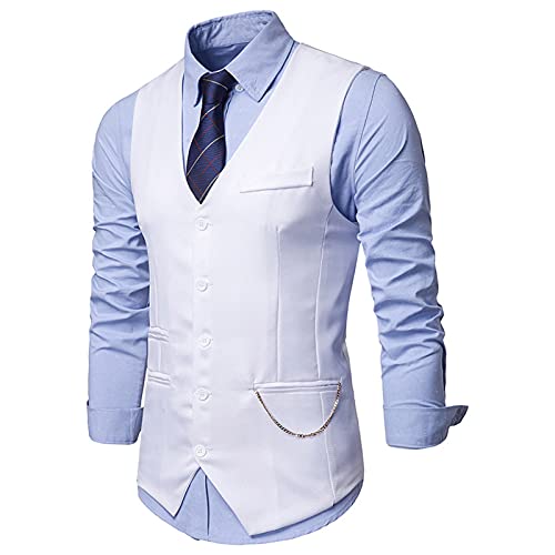 Men's Formal Suit Vest Fit For Business Wedding Party Tuxedo Waistcoat Slim Fit Sleeveless Jacket With Chain Decor2