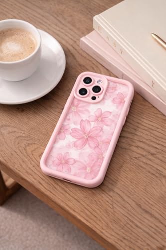 Image of COVERLY Pastel Floral Back Case Cover for iPhone 15 Pro Max | Hot 3D Ink Abstract Art Flower Cute Design | Lens Protection | Soft TPU Silicone Aesthetic Print Cover for Girls & Women (Pink,Shockproof)
