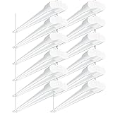 Bbounder 12 Pack Linkable LED Utility Shop Light, 4 FT, 4000 LM, 48 Inch Integrated Fixture for Garage, 40W Equivalent 250W, 5000K Daylight, Surface + Suspension Mount, White Head
