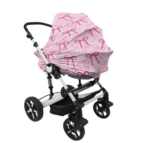 Image of Breathable Car Seat Cover for Babies, Bow Pink