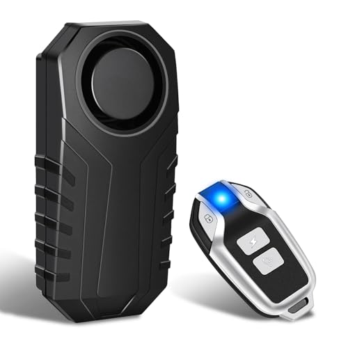 KCMYTONER Bike Alarm with Blue Light Remote |113dB Loud Wire...