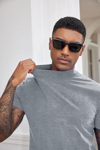 Image of COOFANDY Mens Mock Turtleneck Shirts Casual Premium Cotton Short Sleeve Shirt Basic Half Neck T-Shirts
