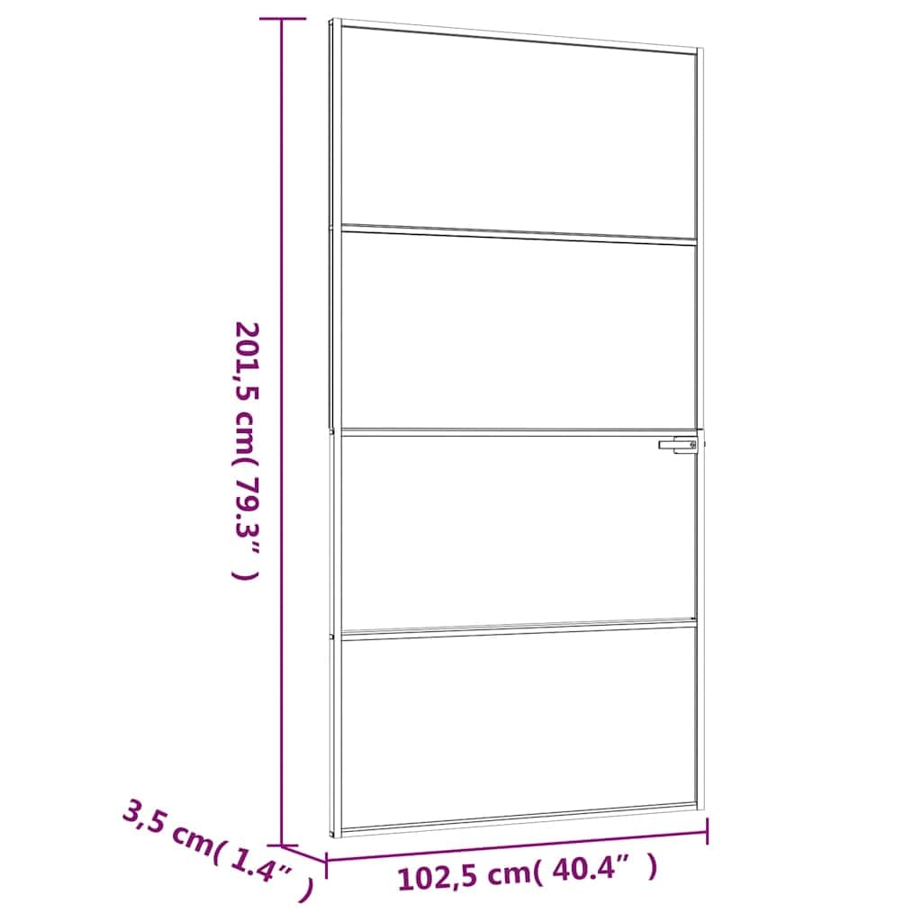 Porte d intérieur Noir 102x201,5 cm Trempé verre aluminium fin