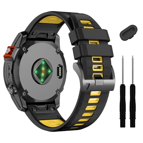 Image of 22mm Compatible with Garmin Fenix E /8 /8pro AMOLED 47mm /Fenix 7 /7 Pro /6 /6 Pro /5 /5 Plus Watch Band,Soft Quickfit Silicone Straps for Forerunner 970 965 955 /Approach S70 47mm /tactix 8 /quatix 7 8 47mm