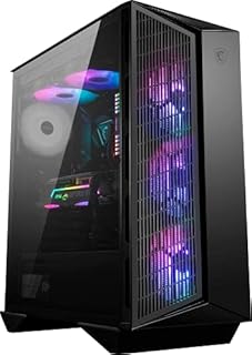 MSI MPG GUNGNIR 110M Mid Tower Gaming PC Case (Black, 3 x 120mm Auto-RGB Fans, USB 3.2 Gen2 Type-C, Tempered Glass Panel, Magnetic Dust Filter, Mystic Light RGB, ATX, m-ATX, Mini-ITX)