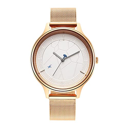 Fastrack Thor Quartz Analog White Dial Rose Gold Stainless Steel Strap Watch for Girls - NT6269WM01