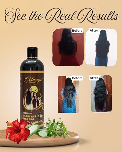 Image of Mariyas Herbal Hair Growth Oil for Women & Men | Hibiscus, Bhringraj, Amla, Neem | Handmade Natural Hair Care Oil |200ml